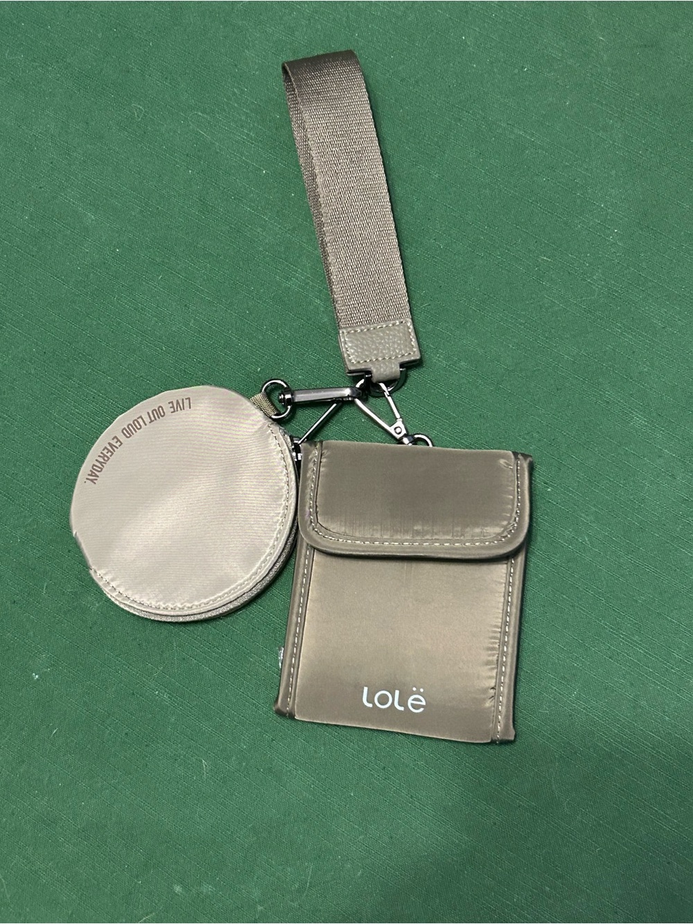 Lole Olive Green Card & Coin Pouch Keychain